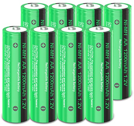 PKCELL batterier AA NIMH uppladdningsbara batterier 1 200 mAh 1,2 V förladdade för solcellslampor, 8 stycken