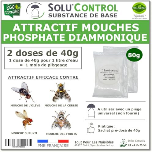 Phosphate Diammonique, appât naturel contre les mouches des fruits, SOLU'CONTROL - Sachets de 80 g