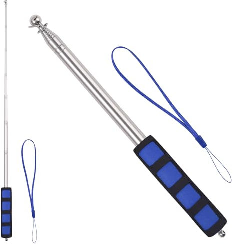 Luxiremi Flag Pole 2M Stainless Steel Handheld Flag Pole Portable Extendable Flag Pole Telescopic Flagpole for Teacher Tour Guide Camping (BLUE)