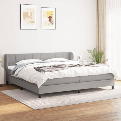 Sufrk Boxspringbett mit Matratze Hellgrau 200x200 cm Bett Boxspringbett Bett Mit Matratze Schlafzimmer MöBel Betten Stoff