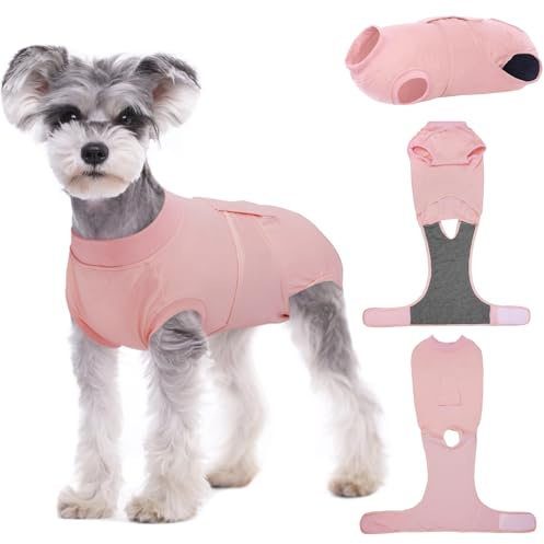 Kuoser Dog Surgery Suit Female Spay, Dog Recovery Suit Male Neuter, Pet Clothes Onesie for Surgery Anti Licking Abdominal Wounds Puppy Surgical Recovery Bodysuit Shirt, Substitute E-Collar & Cone