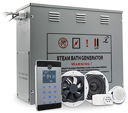 Sauna de vapor Calentador de sauna 9kw Sensor de temperatura Tiempo de vapor Configuración de ducha Sauna Sauna de latón Drenaje automático IPX5 Control remoto impermeable(VS-C090-9KW-BP)