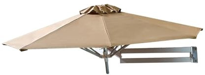 RDHMJSJAZ Wall-mounted Shading Umbrellas, Sunshade With Adjustable Pole,Outdoor Garden Patio Umbrella,Suitable For Gardens, Courtyards, Balconies, Etc.(Khaki,2.2m(7.2ft))