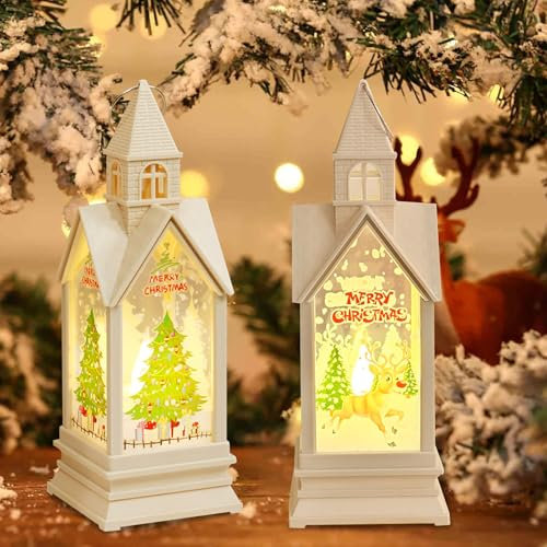Lanterne Decorative Natalizie con Led,2 Pezzi Lanterna di Natalizia, Lanterne Natalizie Decorazione,Decorazione Natalizia Lanterne Natalizie,Lanterne Decorative Natalizie,Lanterne Natalizie a Led