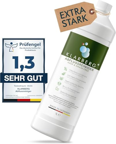 KLARBERG® Senza scarichi – Detergente per tubi estremamente forte contro i capelli, pulitore per scarico per bagno, doccia e cucina, senza tubi durante la notte