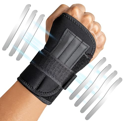 JTF Muñequera Tunel Carpiano con 7 Férulas Aluminio, Muñequera Férula Ajustable para que Tendiditis, Artritis, Esguinces, Alivio del Dolor (Derecha,19-24 CM)
