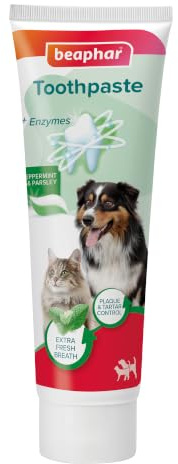 Beaphar – Liver Flavour Toothpaste with Enzymes - Peppermint Oil & Parsley for Extra Fresh Breath - Dental Care for Cats & Dogs - Helps Control Plaque and Tartar – Fluoride & Xylitol-Free - 100g Tube