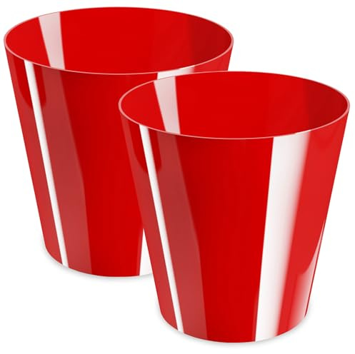 Maceta de embalaje, maceta de plástico brillante, decoración para plantas grandes y pequeñas, juego de 2 macetas, macetas y macetas para hierbas, (paquete de 2) rojo, ø 8 cm