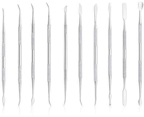 Lotnery 10PCS Clay Sculpting Tools, Stainless Steel Tools Set for Clay Modelling, Pottery Carving & Wax Crafting with Ergonomic Grip - Professional Art Tools Kit