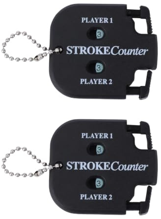 Goktvai 2 Pcs Golf Stroke Counters, Portable Score Keeper with Hanging Rope Mini Square Design 2 Player Stroke Shot Counter Clicker Accessories for Golf Training Competitions & Games