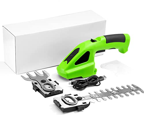FHRKA Cortasetos inalámbrico de 3.6V y cizalla de césped con batería de Iones de Litio de 1300mAh, cizalla para Bordes y arbustos, 2 Cuchillas Intercambiables