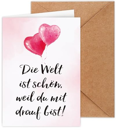 WenmthG Geburtstagskarte (Klappkarte, inkl. Umschlag), Glückwunschkarte Geburtstag mit Herzmotiv, Geburtstagskarte Freundin Liebe Frau Mann