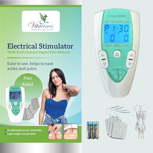 TENS Dual Channel Digital Pain Reliever - Muscle Stimulator for Pain Relief from Back, Neck, and Other Body Pains - Clinical Strength OTC Approved Compatible with LloydsPharmacy TENS