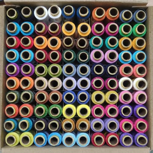 TreegoArt Basic Color - Hilos de coser de poliéster resistentes para coser a máquina y a mano, sastrería, paquete de 100 hilos