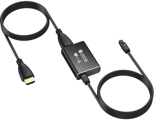 eSynic 192KHz Convertitore Audio da eARC/ARC HDMI a Ottico per HDTV a Soundbar Cuffie Wireless Home Theater, eARC ARC Audio Extractor Professionale, Cavi HDMI e Ottico Inclusi, Supporta 5.1ch e 2.0ch