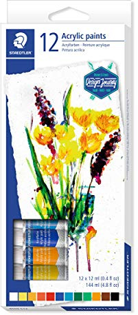 STAEDTLER Karat 8500 C12. Tubos de pintura acrílica. Caja con 12 tubos de pintura de colores variados.