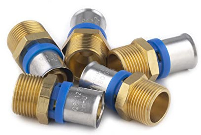 Raccord Multicouche à Sertir Multi profils TH-H-U diamètre Ø20 mm - à visser Mâle 20x27 (3/4) sachet de 5 raccords - Norme NF 545 pour réseau d'eau potable et chauffage NOYON & THIEBAULT