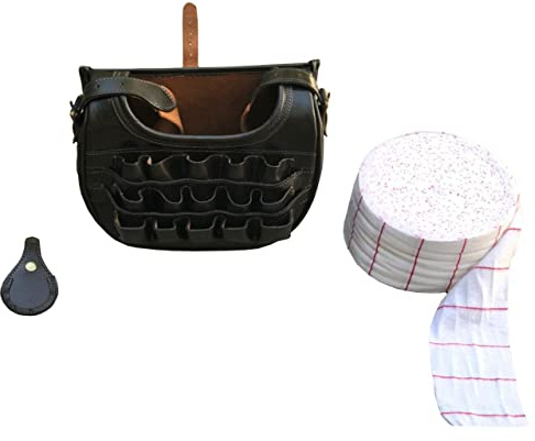 Cartridge Bag(200) Shells Shotgun Clay Bag | Hunting shooting Ammo Bag | With LEATHER TOE PAD PROTECTOR REST | With rifle cleaning cloth patches 10 yard 100% cotton
