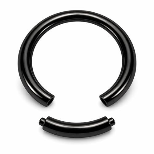 Anneau segmenté en titane G23 en acier inoxydable 316L chirurgical 316L pour nez, septum, oreille, hélix, lèvre, sourcil, intime, poitrine, tragus, piercing nasal, 1.6mm x 10mm, Acier chirurgical