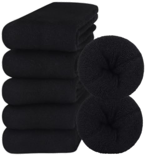 Jeasona 5 Pairs Thermal Socks for Men 9-11 Multipack Black Warm Socks Men Thermal Wool Warm Winter Thick Socks for Boots