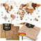 WOW WOOD Premium Wanddeko 3D Weltkarte Holz in Deutsch mit Pins | Werkzeuglose Wandmontage | Eine Geschenkidee für jede Gelegenheit | Wand deko Holz für Wohn- und Büro Deko (Holzfarbe, 213x113 cms)