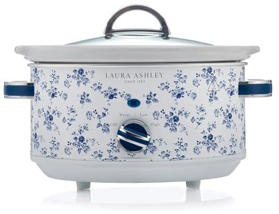 Laura Ashley China Rose Slow Cookers 3.5 Litres. Large Capacity Slow Cooker for 4 to 5 People. Energy Efficient Slow-Cooker with 3 Heat Settings. Detachable Ceramic Pot with Tempered Glass Lid