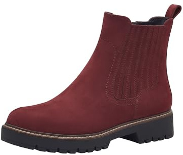 Tamaris Botines Chelsea para Mujer, Piel, Cómodos, Rojo Merlot, 38 EU