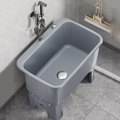 Évier de vadrouille Commercial, Bassin de Service d'évier de vadrouille en Plastique, Seau de vadrouille Utilitaire d'évier de buanderie à Grande capacité, Ensemble de robinets, Drainage en Un clic