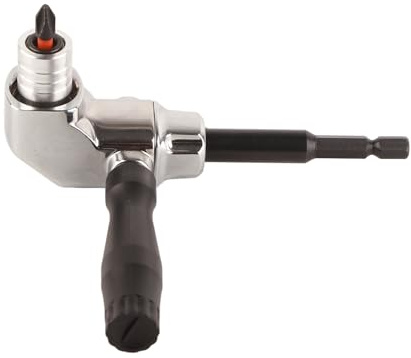 Self Lock Right Angle Screwdriver Holder 90 Degree Handle Chuck Cordless Drill Attachment Adapter for Tight Spaces Repair (90°)