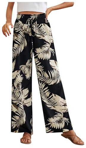 LAOSU Pantalon Fluide Femme Été Chic Et Elegant Pantalon Palazzo,Pantalon Chinois Femme,Pantalon Fluide Femme Uni,Survetement Large Femme,Pantalon Jogging Femme Noir,Pantalon Lin Grande Taille