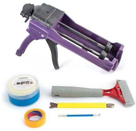 Dual Cartridge Caulking Gun, No Dripping, Heavy Duty, Epoxy Caulk Gun, Applying Double Tube Epoxy Grout (13.5 fl oz / 400 ml, 1:1 Ratio) for Tile & Stone Joint (TK1N)