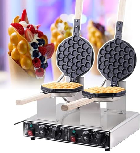 pealiritansemen Gaufrier À Bulles, Machine À Gaufres Eggettes, Moule De Cuisson Antiadhésif en Téflon Rotatif À 180 °, Température De 0 À 300 °C Et Durée De 0 À 5 Minutes Réglables,DoubleHead