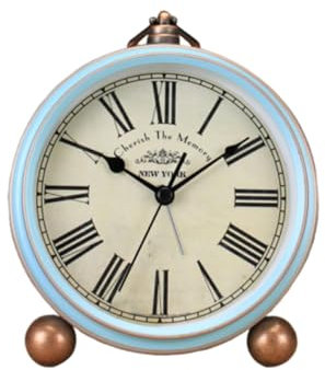 Amosfun Retro Vintage Amerikanischer Schreibtischwecker Kreatives Design Römische Metall Tischuhr Keine Batterie