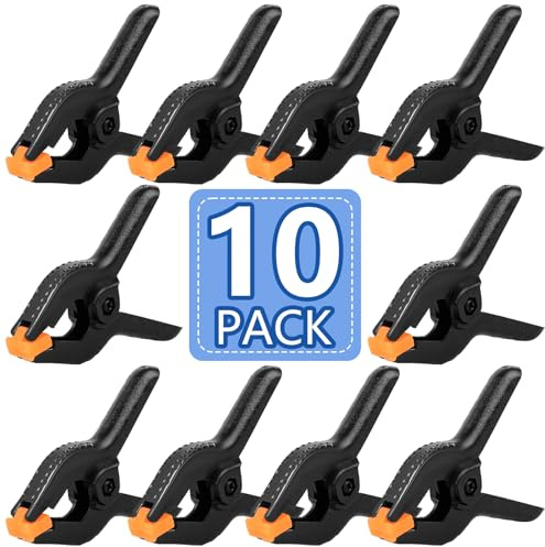 10 Pack 6 inch Plastic Spring Clamps, Black Heavy Duty Clips, Backdrop Clips, Plastic Clamps for Crafts, Backdrop Stand, Woodworking, Photography