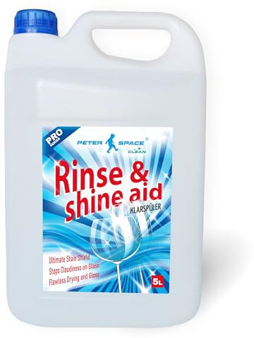 Klarspüler für flüssig 5 Liter Maschinenspülmittel Profi für gewerbliche Spülmaschinen Geschirrspülmittel Maschinenklarspüler, Kraftvoller Entkalker materialschonend & glanzerhaltend, Entfernt hartnäc