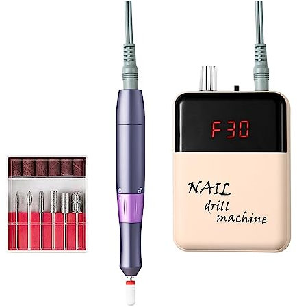 ZKLGS Fresa per Unghie, Lima for Unghie Elettrica Portatile Ricaricabile for Trapano for Unghie for Manicure Lucidatore for Unghie con Trapano Elettrico for Manicure con Display LCD(Pink)