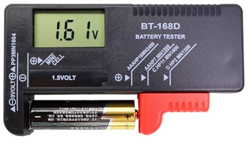 BT-168D Digital Battery Tester & Checker for AA AAA C D 9V 1.5V Button Cell Batteries – Portable, No Power Needed, LCD Display, Accurate Voltage Measurement for Home & Professional Use
