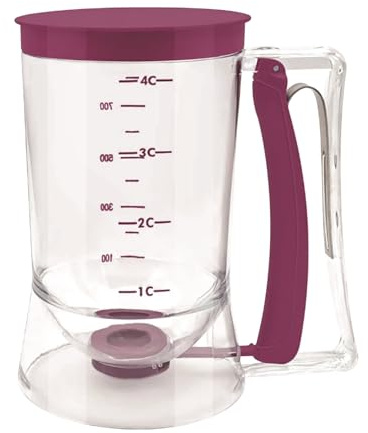 Mimoqk Strumento Dispenser per pastella, Dispenser per pastella per Pancake - Strumento per per Torta - Dispenser di di precisione con Etichetta di misurazione per Waffle