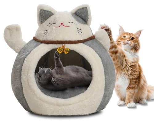 Dhqkqg Cuccia per Gatti, 36x36x44cm Letto per Gatti, Letto Grotta per Gattis, Casetta da Interno per Gattis con Cuscino Imbottito Rimovibile e Lavabile Lettos, per Gatto Domestici e Piccoli Animali
