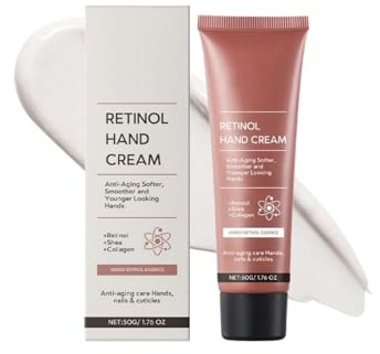 Retinol Anti-Aging Handcreme - Intensive Pflege gegen Falten, Reichhaltige Feuchtigkeitscreme für Trockene und Rauhe Hände, Schnell Einziehend, Für Zarte und Straffe Haut (1PC, 50g)