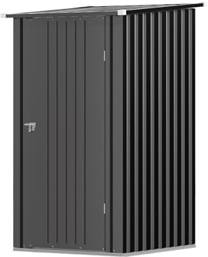 Triumphkey Metal Garden Storage Shed, 3x3 FT Outdoor Waterproof Tool Shed with Lockable Door & Sloping Roof - Small Utility Storage for Backyard, Patio & Garbage Bin Lawn, Black