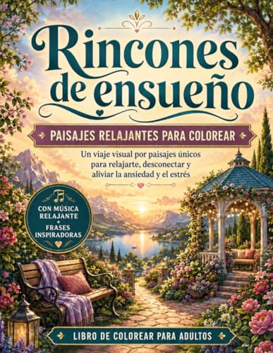 Rincones de ensueño - Paisajes relajantes para colorear: Un viaje visual por paisajes únicos para relajarte, desconectar y aliviar la ansiedad y el ... para adultos. (Colorea, juega y escapa)