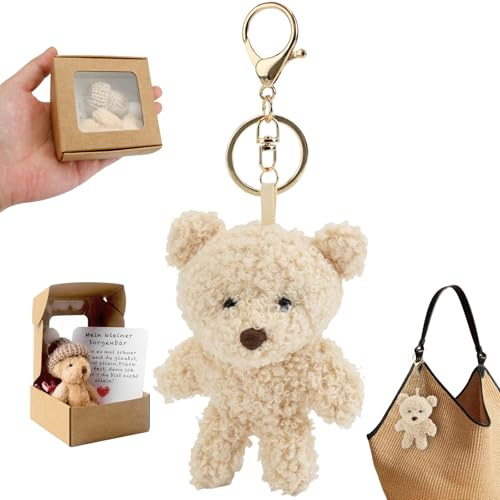 Pocket Hug Mini Teddy Oso de Peluche Regalo Pequeño Oso de Peluche con Tarjeta de Inspiración en Caja de Regalo Llavero Peluche Peluche Antiestrés para Mujeres Novia Niños como Regalo de Cumpleaños (C