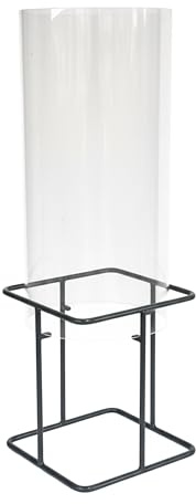 Relaxdays Colonne à Poissons en Acrylique et métal, décor pour Bassin, 60 x 22 x 22 cm, Transparent/Gris