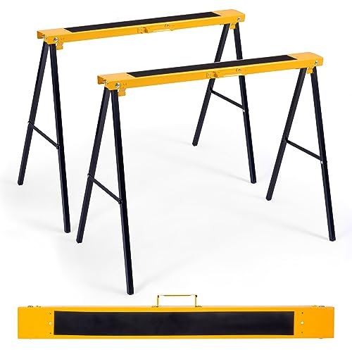 COSTWAY 2 Cavalletti da Lavoro Pieghevoli, Coppia di Cavalletti in Metallo per Segare, Carico Fino a 275 kg (Modello 1)
