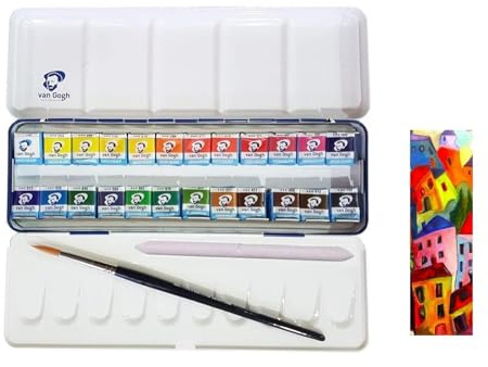 Van Gogh Estuche Pocket Box 24 Acuarela National Gallery – Metal Caja de 24 Acuarelas + 1 Pinceles y Estompen
