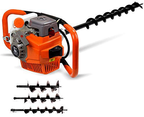 Ahoyador plantador de gasolina 3 piezas taladro de tierra (3,2 kW, 2 Tiempos, 71 CC, Incluye 3 Brocas de 4/6/8 Pulgadas)