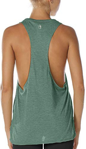 icyzone Sport Tank Top Damen Locker - Yoga Fitness Shirt atmungsaktive Sport Tops (S, Green)