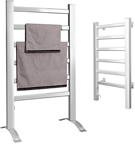 Bakaji 2832767 Radiador Toallero Eléctrico Bajo Consumo Aluminio, 6 elementos, 2en1 suelo o pared