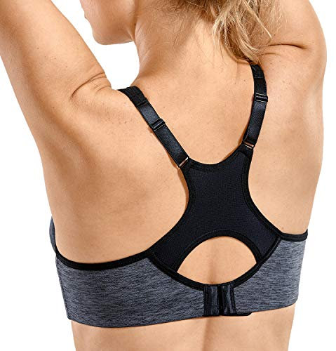 SYROKAN Women's High Impact Sports Bra Underwire Full Support Racerback Padded Running Bra Dark Flower ash 38G